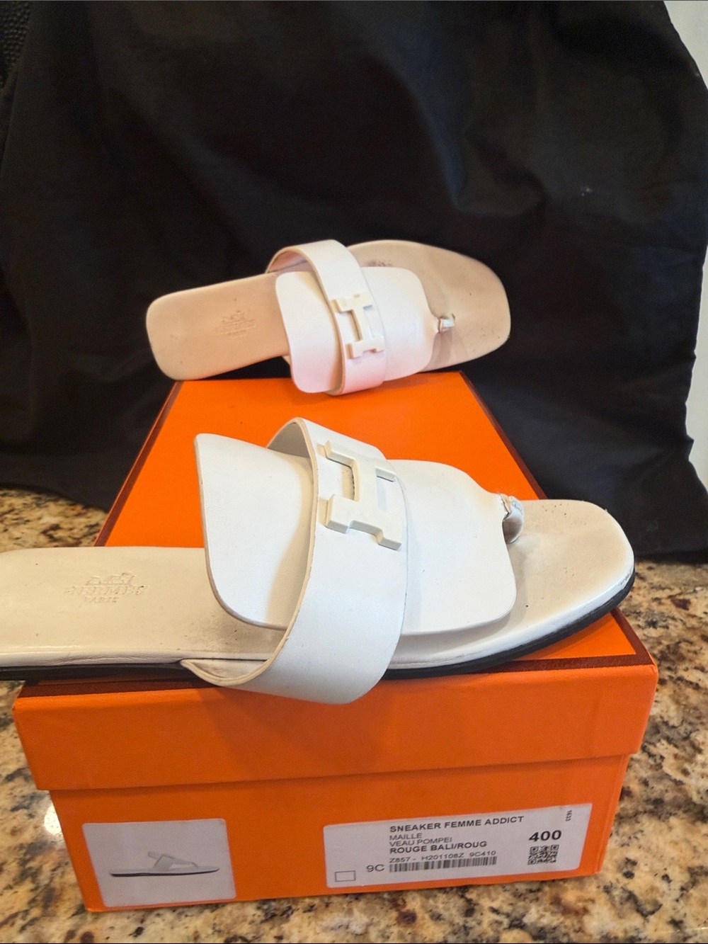Hermes White Leather Women Slide Sandals - Picture 4 of 13